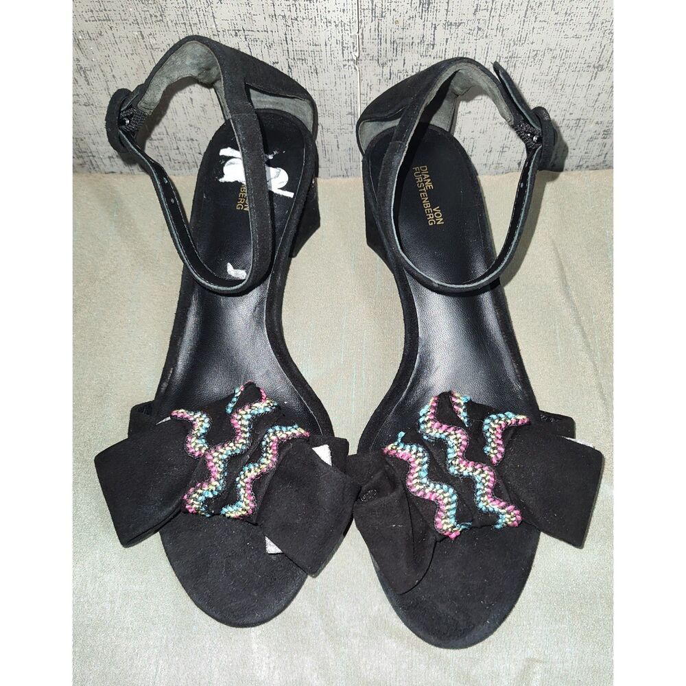 Diane Von Furstenberg Jo Lace Block Heel Sandals Sz 6.5